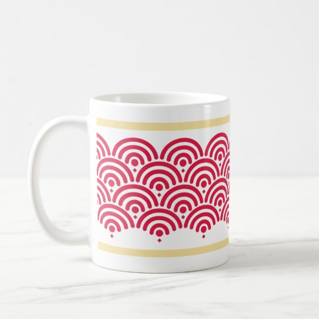 Taza De Café Patrón Seigaiha Rojo (Onda) (Izquierda)