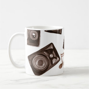 Taza De Café Patrón Sepia de altavoces de música acuarela