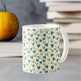 Taza De Café Patrón simple de flores y aves escandinavas