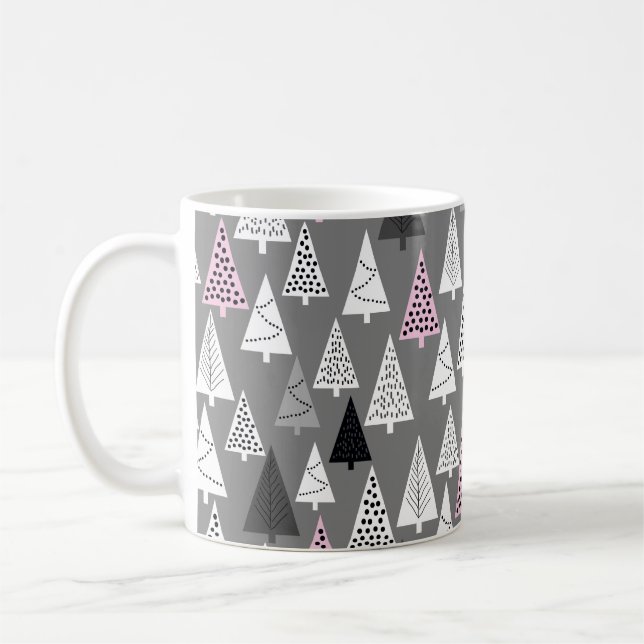 Taza De Café Patrón simple de Navidades. Grises y blancos abstr (Izquierda)