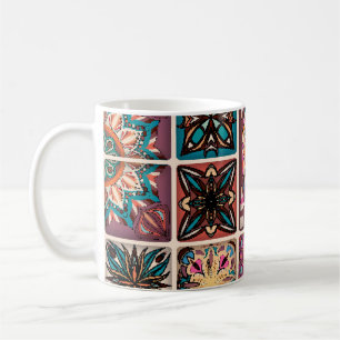 Taza De Café Patrón sin brillo con mandalas decorativas. Vintag