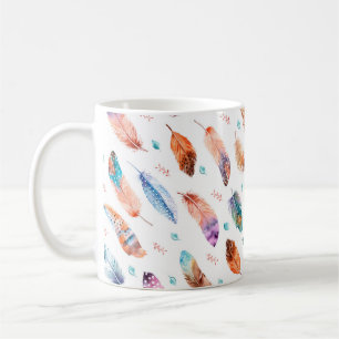Taza De Café Patrón sin brillo con plumas dibujadas a mano sobr