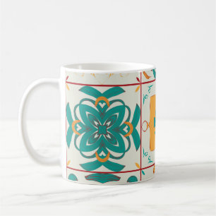 Taza De Café Patrón sin brillo de 9 arabic tilesabstract, a
