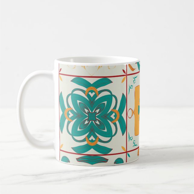 Taza De Café Patrón sin brillo de 9 arabic tilesabstract, a (Izquierda)