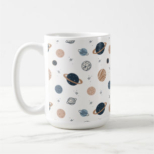 Taza De Café Patrón sin brillo dibujado a mano con planetas