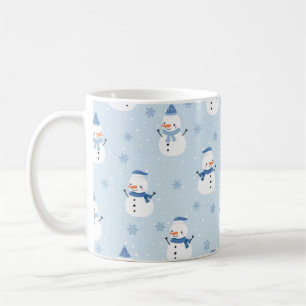 Taza De Café Patrón sin costura de nieve, fondo de invierno, in