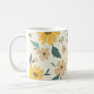 Taza De Café Patrón sin costuras de girasol. La margarita amari