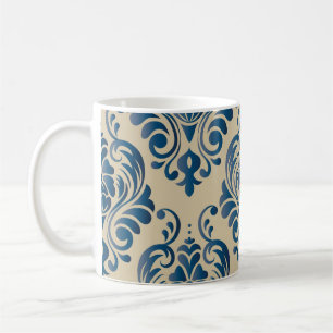 Taza De Café Patrón sin fisuras de adorno floral de Damasco