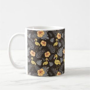 Taza De Café Patrón sin fisuras de flor y hojas