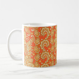 Taza De Café Patrón sin fisuras de la etnia Paisley Floral. Orn