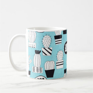 Taza De Café Patrón sin fisuras dibujado a mano con cactus y su