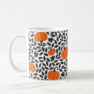 Taza De Café Patrón sin fisuras dibujado a mano con calabazas y