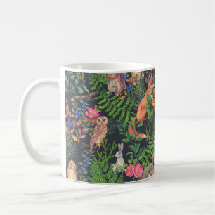 Taza De Café Patrón sin fisuras dibujado a mano con el bosque 