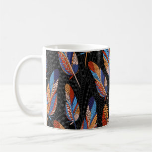 Taza De Café Patrón sin fisuras dibujado a mano con plumas. Col