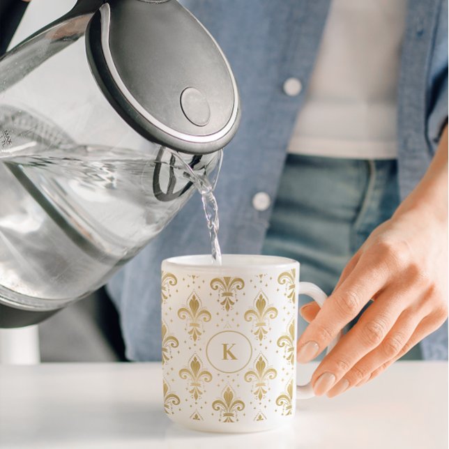 Taza De Café Patrón sin fisuras dorado y blanco (Subido por el creador)