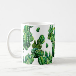 Taza De Café Patrón sin foco con acuarela de cactus. Cactus ill