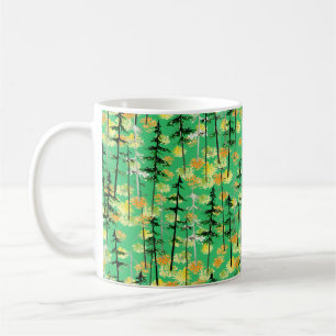 Taza De Café Patrón sin foco con bosque otoñal