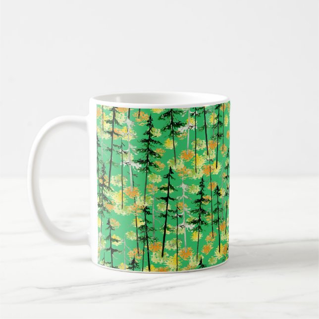 Taza De Café Patrón sin foco con bosque otoñal (Izquierda)