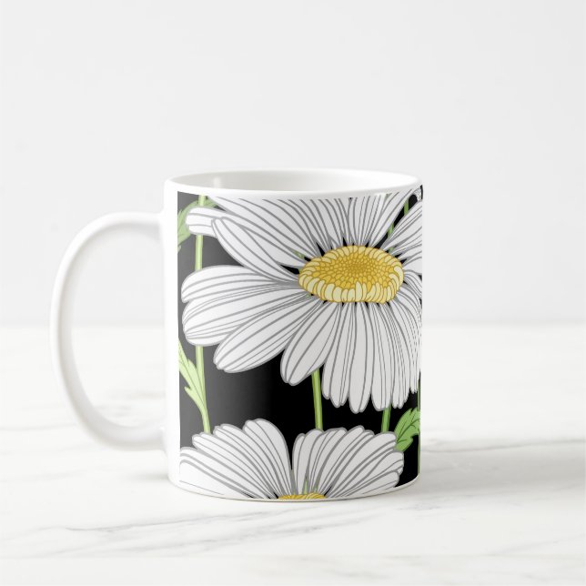 Taza De Café Patrón sin foco con flores de verano. (Izquierda)
