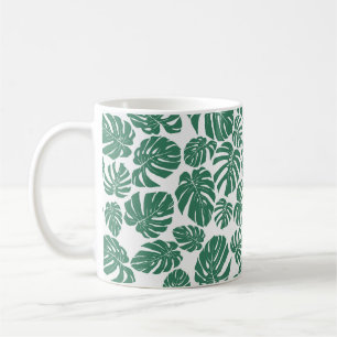 Taza De Café Patrón sin foco con hojas de Monstera. Decorati