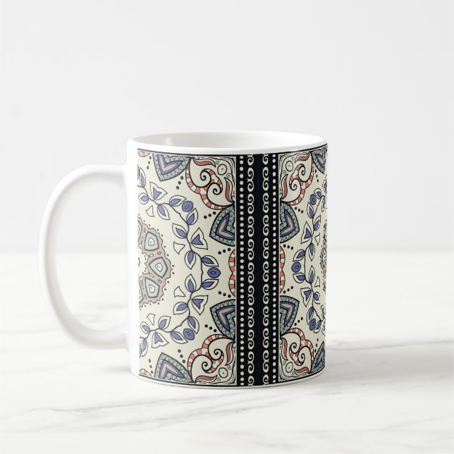 Taza De Café Patrón sin foco con mandala étnica tribal (Izquierda)