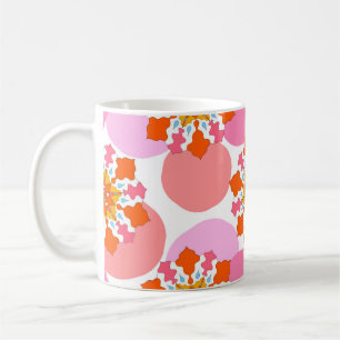 Taza De Café Patrón sin foco con mandalas coloridas. Brillante