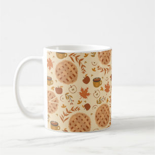 Taza De Café Patrón sin foco con tarta de manzana, manzanas y t