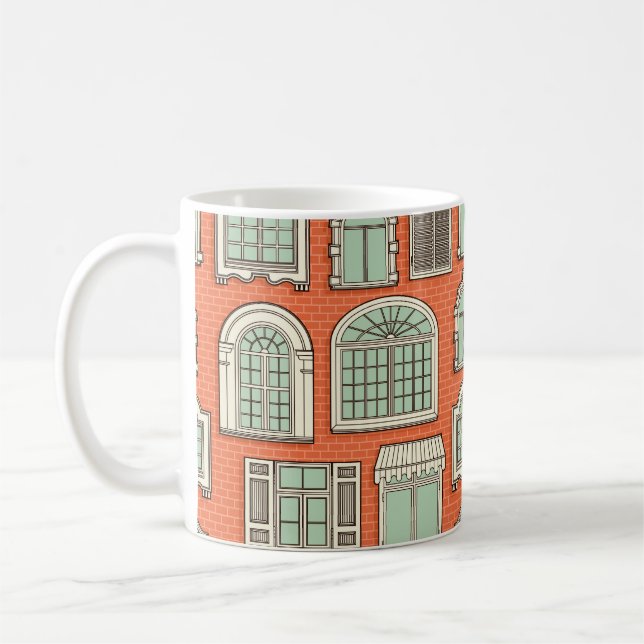 Taza De Café Patrón sin foco con ventanas antiguas.  (Izquierda)