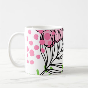 Taza De Café Patrón sin foco de elementos tropicales, dibujado