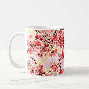 Taza De Café Patrón sin foco de flores de primavera u
