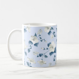 Taza De Café Patrón sin foco de las flores de siringa e hibisc