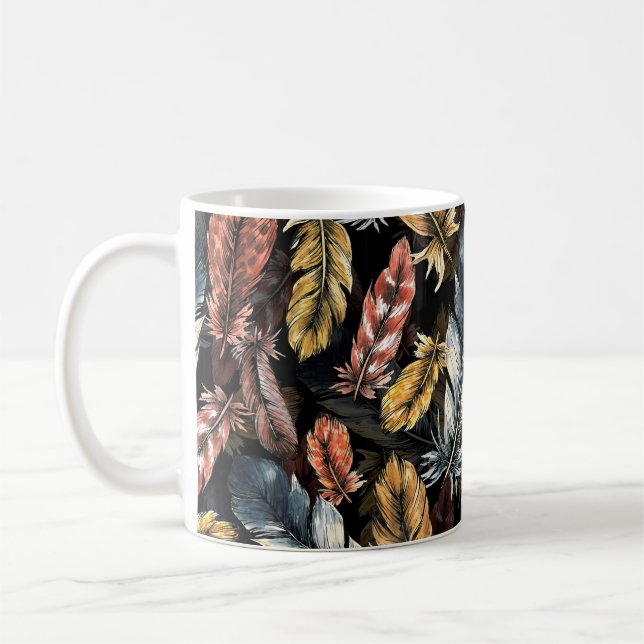 Taza De Café Patrón sin foco de plumas de aves.  (Izquierda)