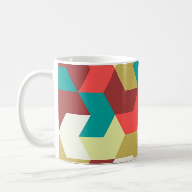 Taza De Café Patrón sin foco. Fondo interminable geométrico  (Izquierda)