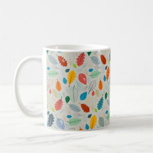 Taza De Café Patrón sin foco - Ilustración de hojas de otoño