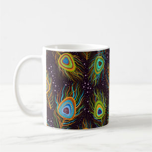 Taza De Café Patrón sin foco "plumas de pavo real"