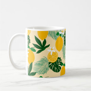 Taza De Café Patrón sin mar con limones y hojas de palma exótic