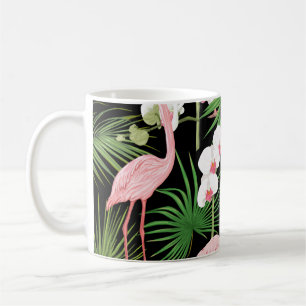 Taza De Café Patrón sin mar, fondo con plantas tropicales,
