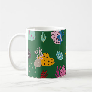 Taza De Café Patrón sin problemas con ramas de coral y plan mar