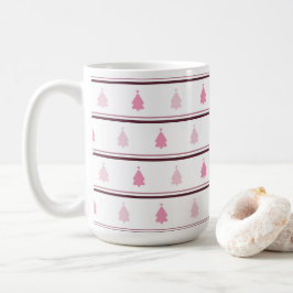 Taza De Café Patrón sin problemas del árbol de Navidad rosa