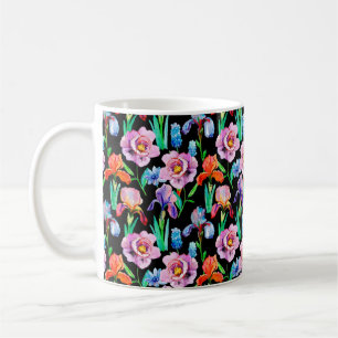 Taza De Café Patrón sin soldadura con flores de Iris y Peony, A