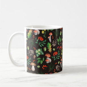 Taza De Café Patrón sin soldadura con hongos, nueces, hojas, be