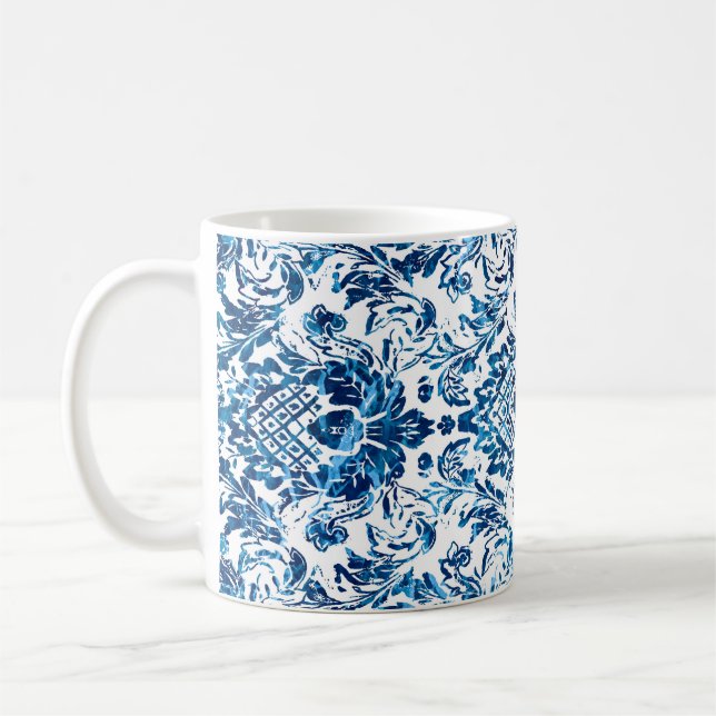 Taza De Café Patrón sin soldadura de damasco geométrico con tex (Izquierda)