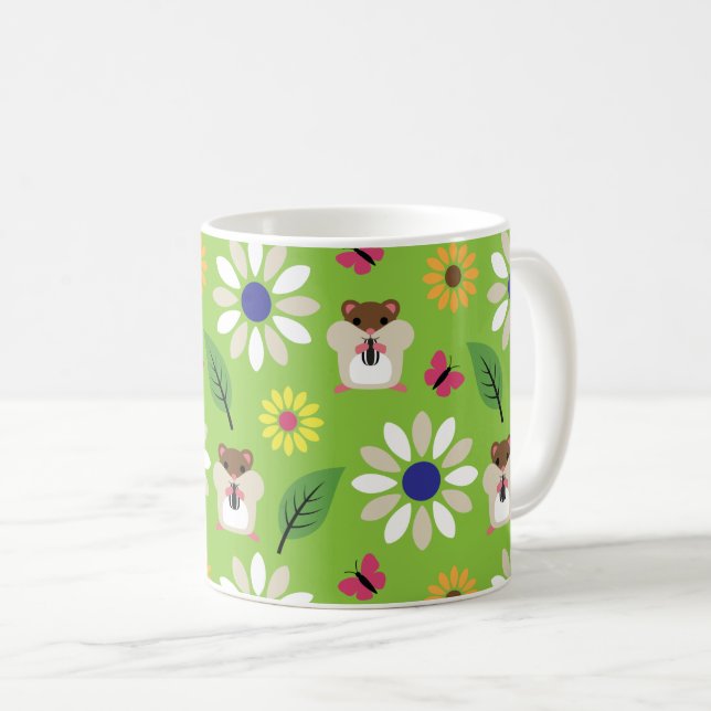 Taza De Café Patrón sin soldadura de Hamster y Sunflower (Anverso derecho)