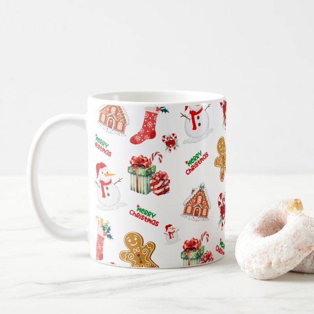 Taza De Café Patrón sin soldadura de los navidades (Con donut)