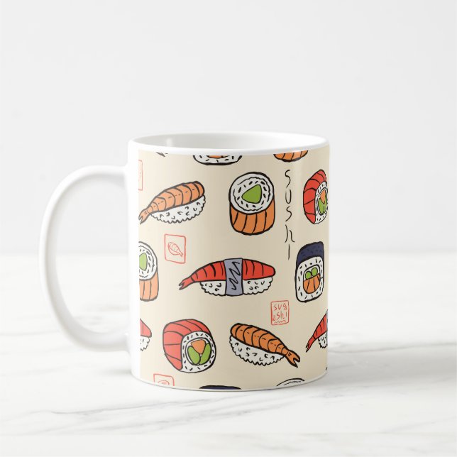 Taza De Café patrón sin soldadura de sushi (Izquierda)