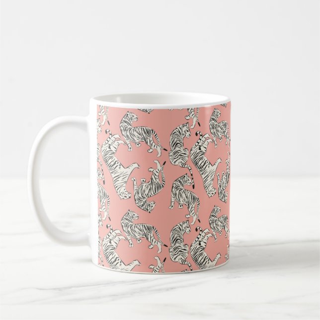 Taza De Café Patrón sin soldadura de tigre dibujado a mano, gat (Izquierda)