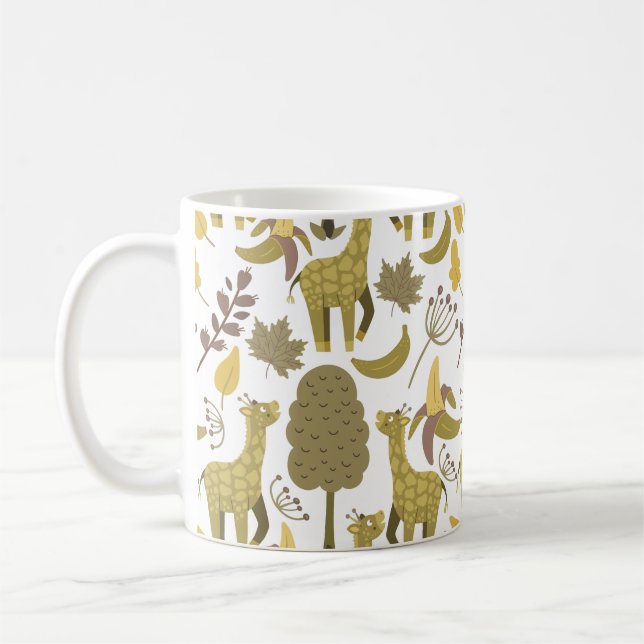 Taza De Café Patrón sin soldadura Giraffe amarillo fondo blanco (Izquierda)