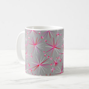 Taza De Café Patrón sputnik de mediados de siglo, gris y fucsia
