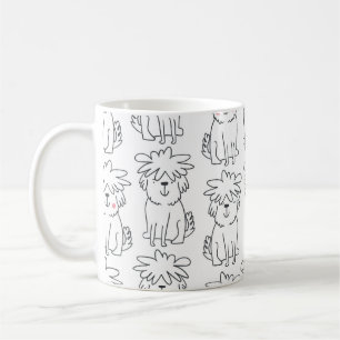 Taza De Café Patrón suave de trazo corto a mano con doodle lind