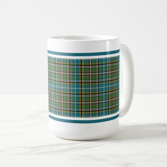 Taza De Café Patrón Tartán de lechón Azul Placa Irlandesa (Anverso derecho)